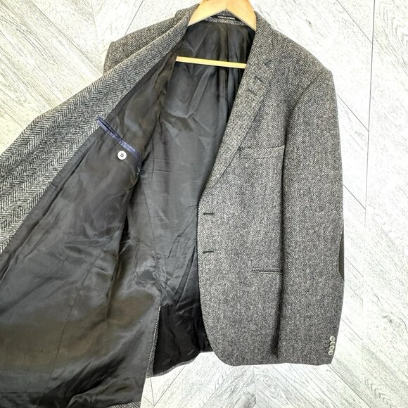 Tiger of Sweden Blazer Sport Coat Jacket US Size 44 Gray Wool Tweed Herringbone - Picture 4 of 7